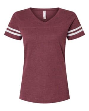 Lat 3537 women's football v-neck fine jersey tee