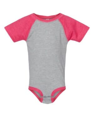 VINTAGE HEATHER/ VINTAGE HOT PINK Rabbit skins 4430 infant baseball fine jersey bodysuit