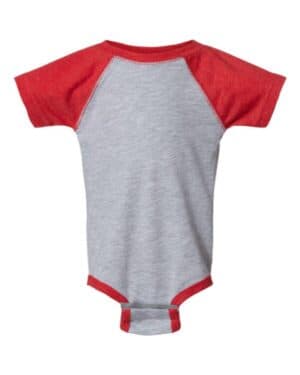 VINTAGE HEATHER/ VINTAGE RED Rabbit skins 4430 infant baseball fine jersey bodysuit