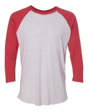 VINTAGE RED SLEEVES/ HEATHER WHITE BODY Next level 6051 triblend three-quarter raglan t-shirt