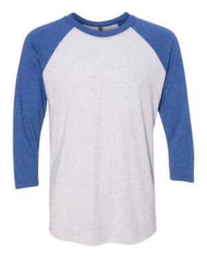 VINTAGE ROYAL SLEEVES/ HEATHER WHITE BODY Next level 6051 triblend three-quarter raglan t-shirt