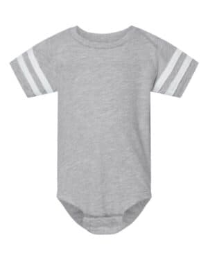 VINTAGE HEATHER/ WHITE Rabbit skins 4437 infant football fine jersey bodysuit