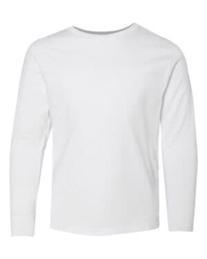 WHITE Lat 6201 youth fine jersey long sleeve tee