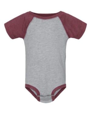 VINTAGE HEATHER/ VINTAGE BURGUNDY Rabbit skins 4430 infant baseball fine jersey bodysuit