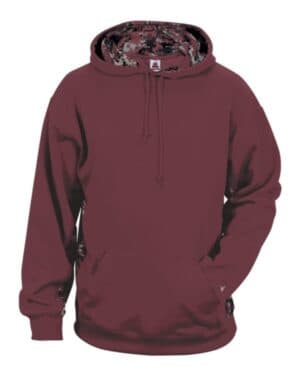 MAROON/ MAROON 1464 digital camo colorblock performance fleece hooded sweatshirt