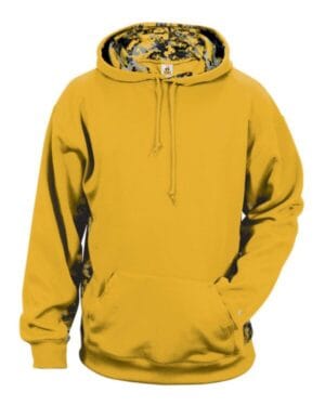GOLD/ GOLD 1464 digital camo colorblock performance fleece hooded sweatshirt