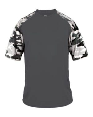 GRAPHITE/ WHITE CAMO Badger 2141 youth camo sport t-shirt