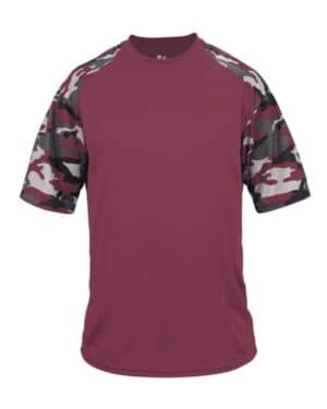 MAROON/ MAROON CAMO Badger 2141 youth camo sport t-shirt