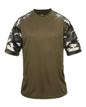OD GREEN/ OD GREEN CAMO Badger 2141 youth camo sport t-shirt
