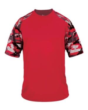 RED/ RED CAMO Badger 2141 youth camo sport t-shirt