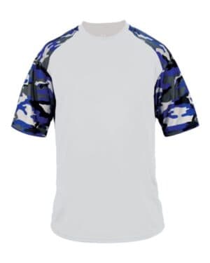 WHITE/ ROYAL CAMO Badger 2141 youth camo sport t-shirt