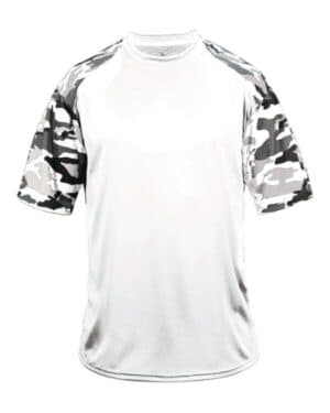 WHITE/ WHITE CAMO Badger 2141 youth camo sport t-shirt