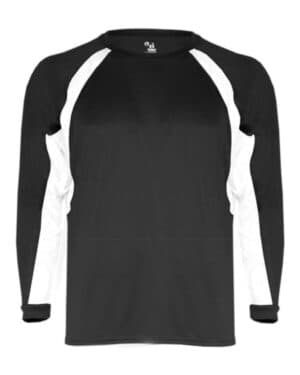 BLACK/ WHITE Badger 2154 youth b-core hook long sleeve t-shirt