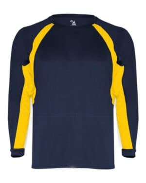NAVY/ GOLD Badger 2154 youth b-core hook long sleeve t-shirt