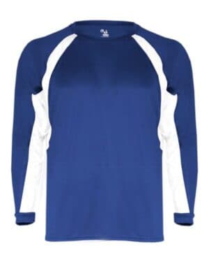 ROYAL/ WHITE Badger 2154 youth b-core hook long sleeve t-shirt