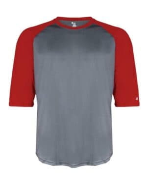 GRAPHITE/ RED Badger 4133 b-core three-quarter sleeve baseball t-shirt