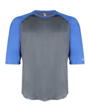 GRAPHITE/ ROYAL Badger 4133 b-core three-quarter sleeve baseball t-shirt