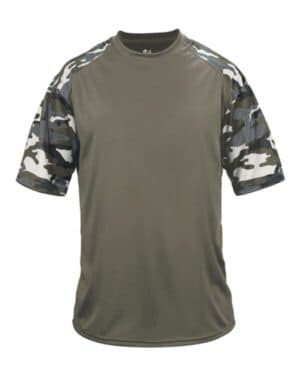 OD GREEN/ OD GREEN CAMO Badger 4141 camo sport t-shirt