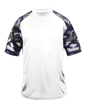 WHITE/ NAVY CAMO Badger 4141 camo sport t-shirt