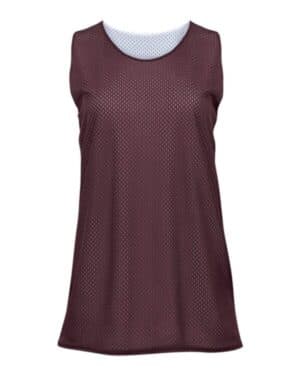 MAROON/ WHITE Badger 8978 pro mesh women's reversible tank top