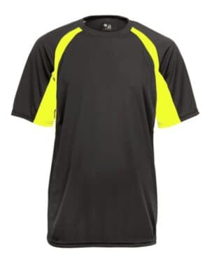 GRAPHITE/ SAFETY YELLOW Badger 4144 b-core hook t-shirt