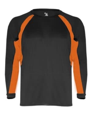 BLACK/ BURNT ORANGE Badger 4154 b-core hook long sleeve t-shirt