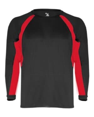 BLACK/ RED Badger 4154 b-core hook long sleeve t-shirt