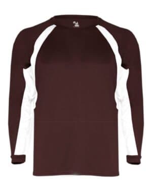 MAROON/ WHITE Badger 4154 b-core hook long sleeve t-shirt