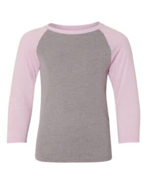 3352 youth cvc three-quarter sleeve raglan t-shirt