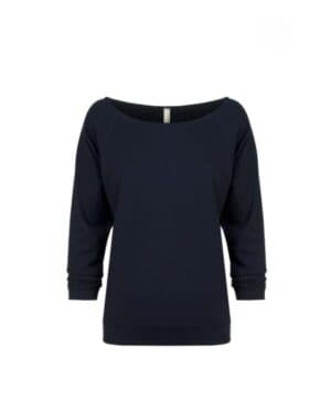 6951 women's terry raw edge three-quarter sleeve raglan