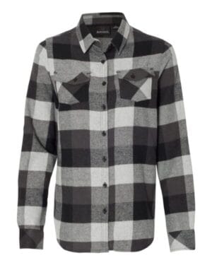 BLACK/ GREY Burnside 5210 women's yarn-dyed long sleeve flannel shirt