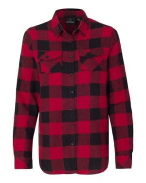 RED/ BLACK BUFFALO Burnside 5210 women's yarn-dyed long sleeve flannel shirt
