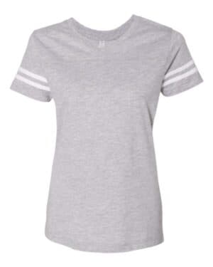 Lat 3537 women's football v-neck fine jersey tee