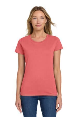 CORAL SILK 5000L gildan women's heavy cotton 100% cotton t-shirt