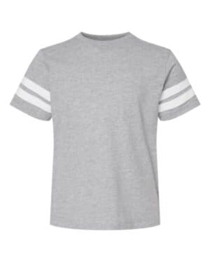 VINTAGE HEATHER/ WHITE Lat 6137 youth football fine jersey tee
