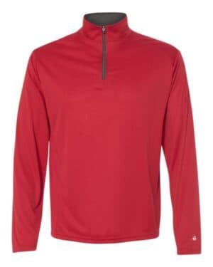 RED/ GRAPHITE Badger 4102 b-core quarter-zip pullover