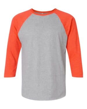 VINTAGE HEATHER/ VINTAGE ORANGE 6930 baseball fine jersey three-quarter sleeve tee
