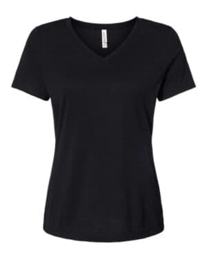 SOLID BLACK TRIBLEND 6415 women's relaxed triblend short sleeve v-neck tee