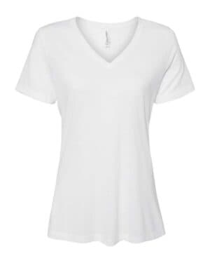 SOLID WHITE TRIBLEND 6415 women's relaxed triblend short sleeve v-neck tee