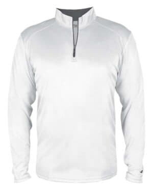 WHITE/ GRAPHITE Badger 2102 youth b-core quarter-zip pullover