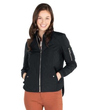 BLACK Charles river 5027CR women's quilted boston flight jacket