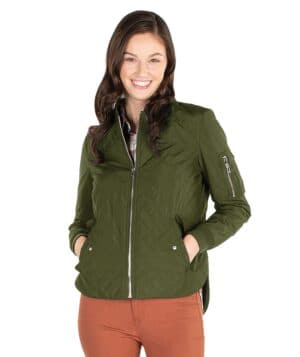 OLIVE Charles river 5027CR women's quilted boston flight jacket