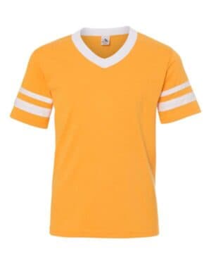 Augusta sportswear 361 youth v-neck jersey with striped sleeves