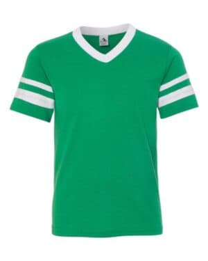 KELLY/ WHITE Augusta sportswear 361 youth v-neck jersey with striped sleeves