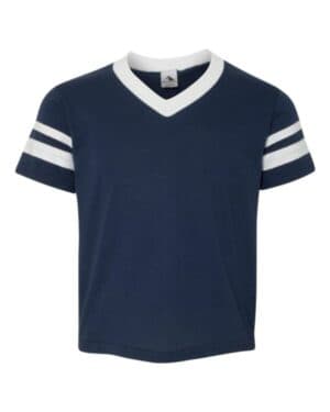 Augusta sportswear 361 youth v-neck jersey with striped sleeves