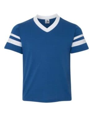 Augusta sportswear 361 youth v-neck jersey with striped sleeves