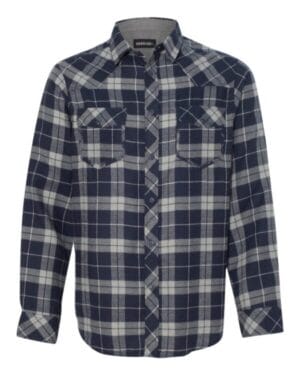 NAVY/ GREY Burnside 8210 yarn-dyed long sleeve flannel shirt