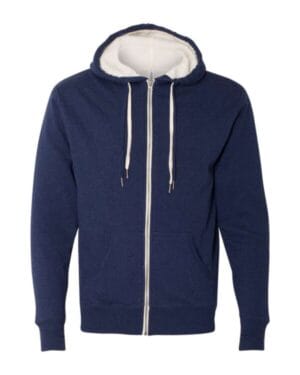 NAVY HEATHER Independent trading co EXP90SHZ unisex sherpa-lined hooded sweatshirt