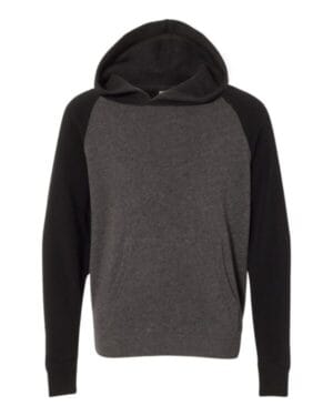 CARBON/ BLACK PRM15YSB youth special blend raglan hooded sweatshirt