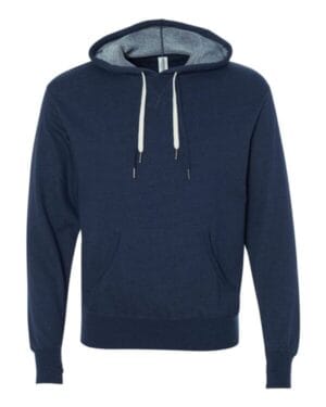NAVY HEATHER PRM90HT unisex midweight french terry hooded sweatshirt